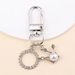 Fashionable Exquisite Pearl Diamond Snowflake Bow Keychain Bag Pendant Girlfriends Friends Memorial Gift_viptrois.com
