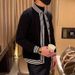 Loom Loom European American Style Autumn Top Casual Stand Collar Cardigan Sweater Men's Trendy Color Block Black And White Striped_viptrois.com