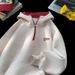 Men's Color Block Embroidered Fleece Hoodie – Heavyweight Half-Zip Pullover With Velvet Lining, Oversized Fit For Teens & Students_viptrois.com