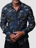 Men's Clothing Men's Printed Lapel Long Sleeved Loose Shirt Multi Pocket Casual Men's Work Shirt_viptrois.com