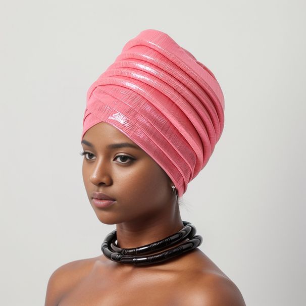 Women's Scarves Beauty Strip Multi Layer Exaggerated Turban Cap Hat Muslim Headscarf Hat_viptrois.com