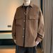 Men's Workwear Jacket - Lightweight Water-Resistant Casual Shirt With Turn-Down Collar (Mocha Brown, Olive Green, Black, Vanilla White)_viptrois.com