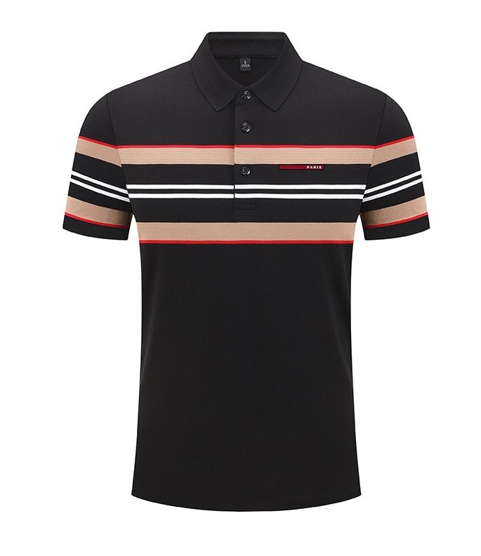 Men's Clothing 984FFF High End Silicone Paris Logo Business Executive Summer Short Sleeved Casual Top With Collared Polo Shirt_viptrois.com