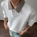 Houndstooth Collar Long Sleeve T-Shirt Men's Summer Trendy Brand High-End Polo Sweatshirt American Retro Base Shirt_viptrois.com