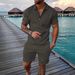 Men's Clothing 3D Printed Zipper Short Sleeved Polo Shirt Large Size Casual Suit Lapel Men's Shorts_viptrois.com