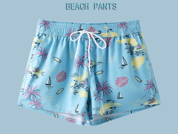 Men's Clothing Beach Pants Loose Quick Drying Beach Shorts Seaside Holiday Leisure Large Pants Printed Casual Shorts_viptrois.com