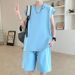 2025 Summer New Men's Sleeveless T-shirt Set Versatile Trendy Ice Feel Leisure Sports Two Piece Set_viptrois.com