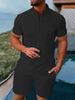 2025 New Men's Retro Jacquard Casual Henry Collar Short-sleeved Suit_viptrois.com