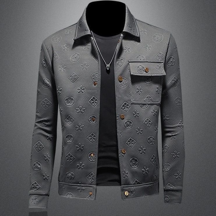 Men's Clothing Spring New Men's Light Luxury Fashion High-end Jacquard Workwear Loose Jacket Lapel Coat_viptrois.com
