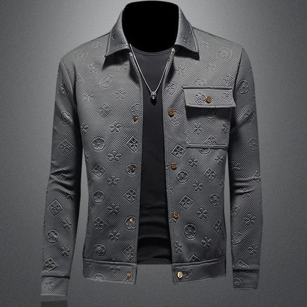 Men's Clothing Spring New Men's Light Luxury Fashion High-end Jacquard Workwear Loose Jacket Lapel Coat_viptrois.com