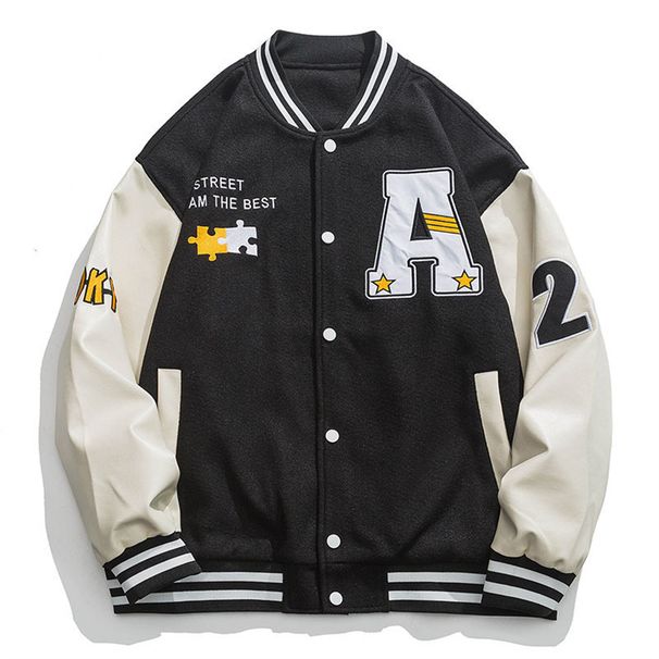 2026 Fashion Baseball Uniform Outerwear Women/Men 100% Polyester Stand Collae Embroidery Splicing Single-Breasted Long Sleeve Loose Jacket M-3XL_viptrois.com