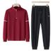 High End Men's Sportswear Set Casual Loose Fit Plus Size Fashionable Two-Piece Outfit With Half Zip Sweatshirt And Sweatpants For Spring And Autumn_viptrois.com