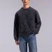 Unisex Oversized Cotton Knit Sweater With Crew Neck, Long Sleeve Pullover For Men & Women, Casual Streetwear For Spring & Fall_viptrois.com
