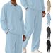 Men's Jacquard Polo Set – Long Sleeve Pullover & Trousers (Khaki/Light Blue/Greyish/Black, S-XXXL)_viptrois.com
