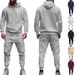Men's Fleece Lined Casual Suit Autumn Winter Hooded Sweatshirt Long Cuffed Trousers Sportswear Set_viptrois.com