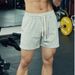 Unisex Vintage American Plaid Beach Casual Shorts Retro Versatile Trendy Drawstring Straight Leg Capri Pants_viptrois.com