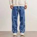Casual Pants Men's Summer Thin Loose Straight 2025 Spring And Summer American Embroidered Straight Trousers_viptrois.com