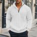 Men's Stand Collar Zip-Up Sweatshirt – Heavyweight Jacquard Pullover (Relaxed Fit, Winter Casual)_viptrois.com