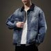 Men's Cargo Jacket Men Loose Spring And Autumn Casual Denim Coat Men's Coat Gradual Change Denim Shirt Men_viptrois.com