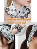 Women's Gold Steering Ring Pearl Pendant Fashion Silk Muslin Thin Neck Anti-UV Scarf Hair Bandana Bandage_viptrois.com