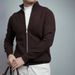 Men's Slim Fit Knit Cardigan Spring New Arrival Double Zipper Stand Collar Solid Color High End Comfortable Light Luxury Simple Outerwear_viptrois.com