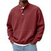 Men's High-Neck 4-Button Sweatshirt – Oversized Euro Fit Long Sleeve Pullover In Sky Blue/Green/Grey/Apricot/White/Royal Blue/Black/Burgundy_viptrois.com