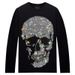 Men's Clothing Trendy Long Sleeved Men's T Shirt Spring And Autumn Round Neck Inner Bottoming Shirt Men's Clothing Modal Hot Diamond Skull_viptrois.com