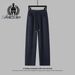 Men's Straight-Leg Jeans - Retro Stretch Denim Pants With Adjustable Drawstring Waist (Black/Blue/Gray) - Casual Streetwear For Youth_viptrois.com