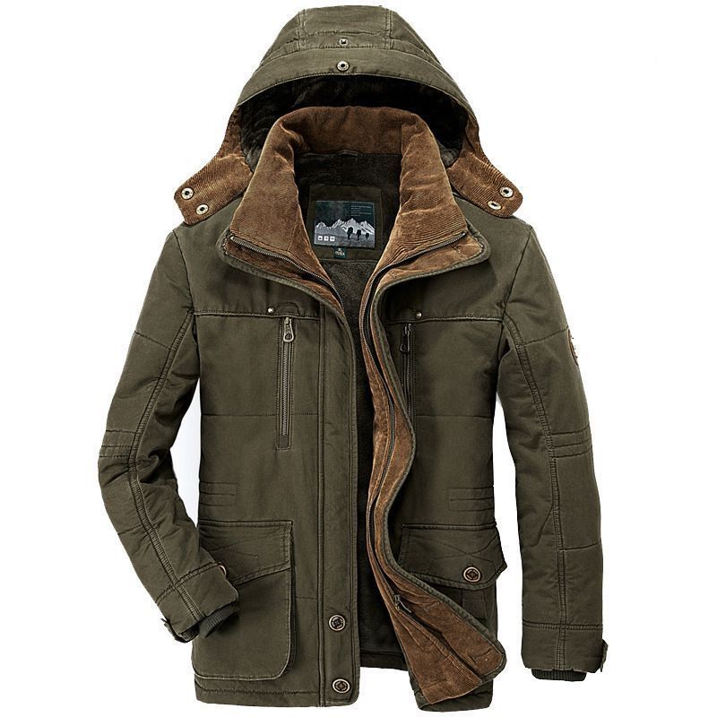 "Men's Winter Cotton Jacket – Heavyweight Relaxed Fit Hooded Coat With Fleece Lining & Utility Pockets "_viptrois.com