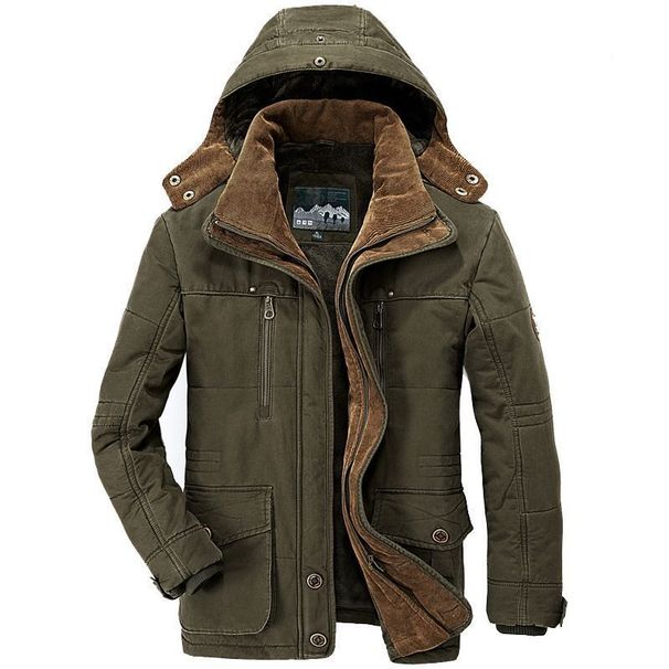 "Men's Winter Cotton Jacket – Heavyweight Relaxed Fit Hooded Coat With Fleece Lining & Utility Pockets "_viptrois.com