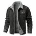 "Men's Heavyweight Fleece-Lined Work Jacket – All-Season Cotton-Polyester Blend With Utility Pockets | Black/Dark Gray | Sizes M-5XL"_viptrois.com