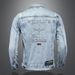 Men's Clothes Spring Bee Embroidered Light-colored Lapel Denim Jacket For Men_viptrois.com