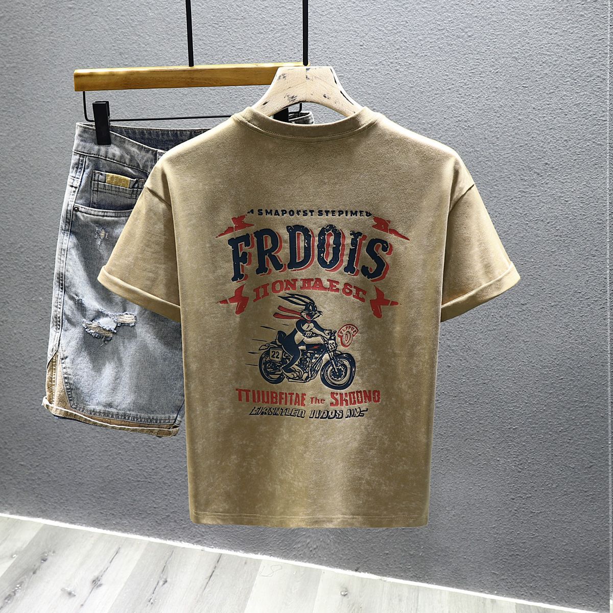 Fashion Trendy Brand Short-sleeved T-shirt Men's 2025 Summer New Loose Half-sleeved Casual Versatile Handsome Crew Neck Top_viptrois.com