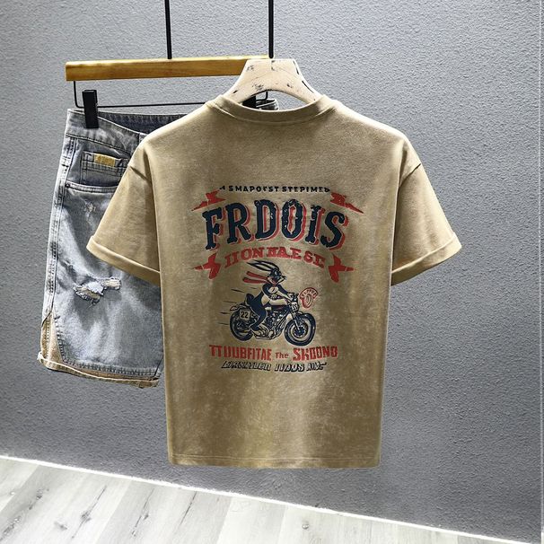 Fashion Trendy Brand Short-sleeved T-shirt Men's 2025 Summer New Loose Half-sleeved Casual Versatile Handsome Crew Neck Top_viptrois.com