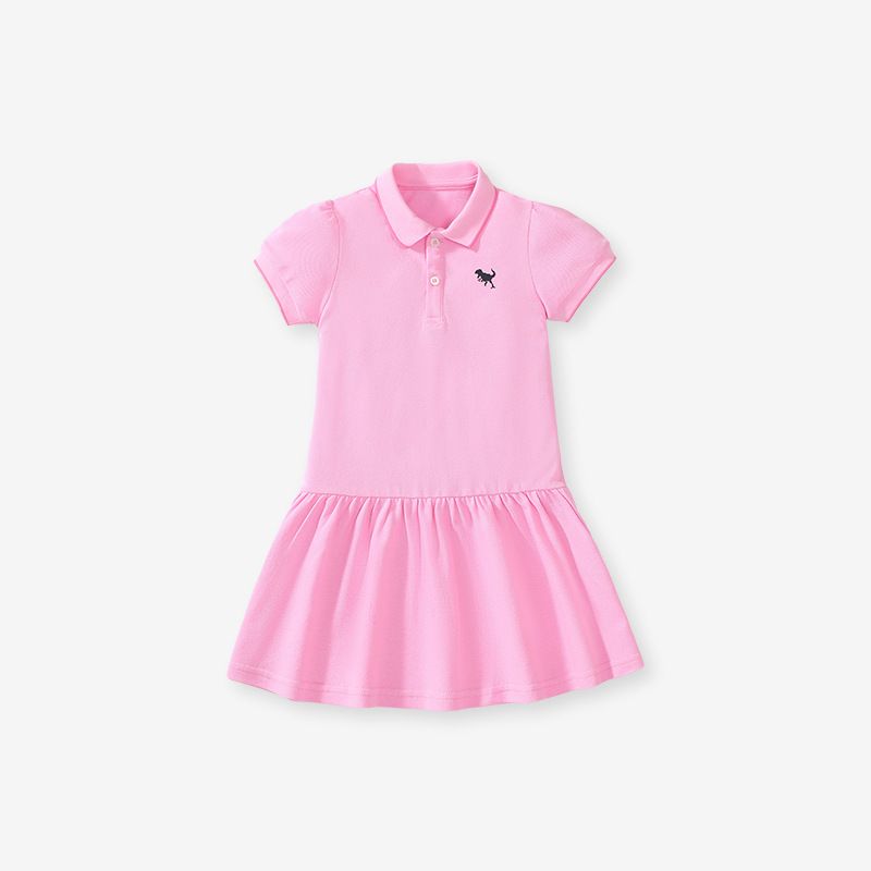 Mother & Kids Little European And American Heat Transfer Children's Skirt Summer Girls Short Sleeved Dress Pure Cotton Children's Princess Skirt_viptrois.com