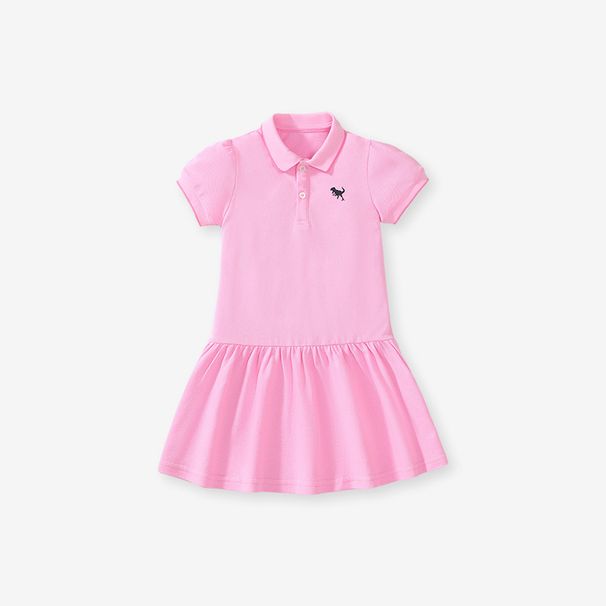 Mother & Kids Little European And American Heat Transfer Children's Skirt Summer Girls Short Sleeved Dress Pure Cotton Children's Princess Skirt_viptrois.com