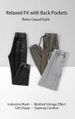 Men's Washed Cargo Pants - 300g Heavyweight Cotton Vintage Workwear Trousers With Wax Dye Finish_viptrois.com
