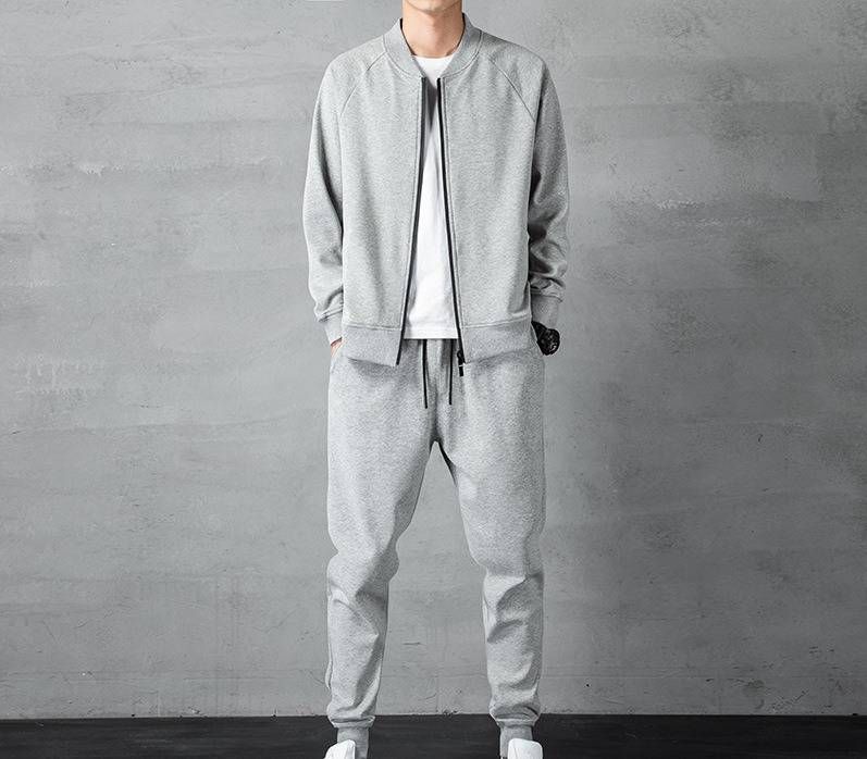 Men's Cotton Hooded Sweatshirt & Jogger Set - Casual Winter Sportswear Two-Piece Outfit With Logo Embroidery Option (Black, Grey, M-4XL)_viptrois.com