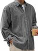 2025 European And American Men's Casual Loose Solid Color Corduroy Lapel Shirt_viptrois.com