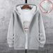 Men's Fleece Zip-Up Hoodie Sweatshirt - Oversized Casual Pullover With Full-Zip, Warm Winter Jacket For Big & Tall (Gray/Black, Plus Size Available)_viptrois.com