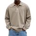 Men's Casual Long Sleeve Button-Up Shirt – Relaxed Fit Polyester Polo Shirt With Spread Collar (10 Colors, S-4XL)_viptrois.com