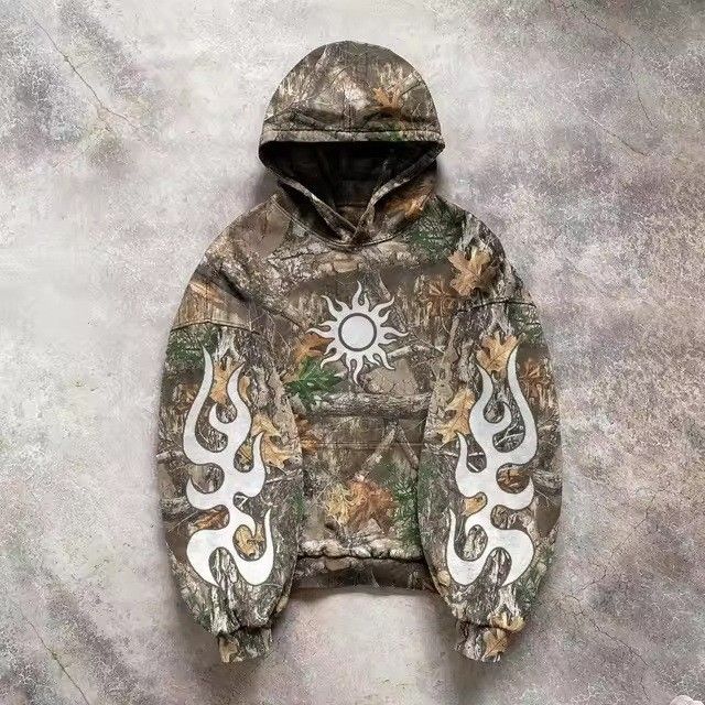 Unisex Camo Print Hoodie – Oversized Streetwear Pullover With Military Aesthetic (S-6XL, Y2K Retro, Gender-Neutral, Urban Layering Essential)_viptrois.com
