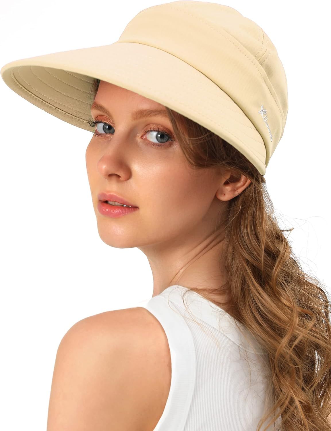 Sun Hats For Womens Wide Brim Visor UV Protection Dual Purpose Hat For Beach Summer Packable Cap_viptrois.com