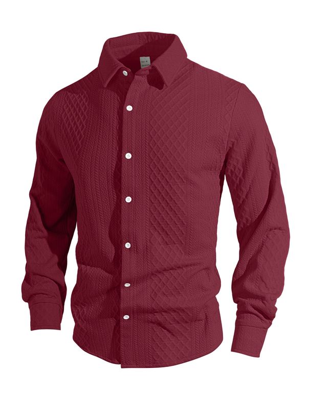 Men's Clothing European And AmericanKnitted Flower Single Breasted Casual Sports Business Jacket Men's Lapel Long Sleeved Shirt_viptrois.com
