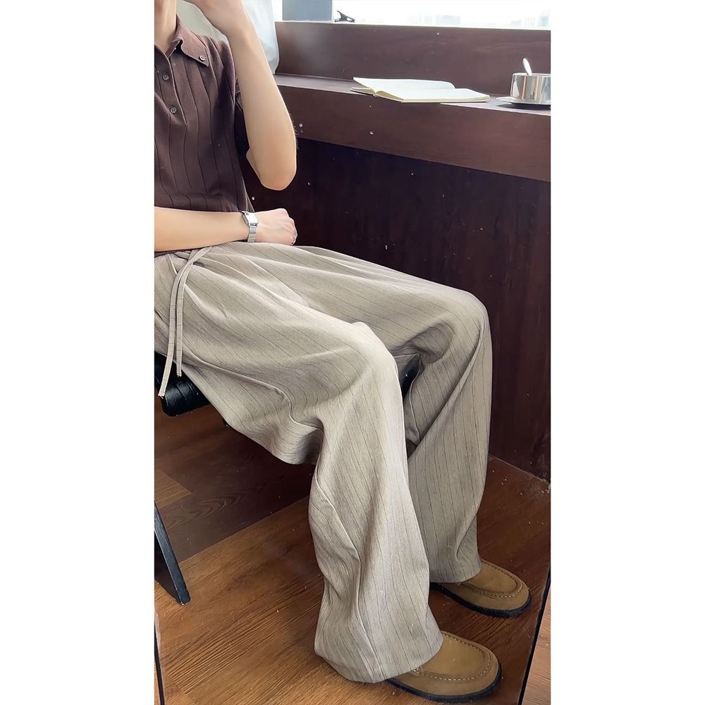 Old Money Wind Striped Suit Pants Men's Autumn Lazy Loose Feeling Wide Leg Yamamoto Pants Cleanfit Drape Casual Pants_viptrois.com