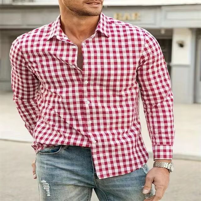 Men's 3d Print Flannel Shirt Long Sleeve Casual Button Down Shirt With Classic Plaid Pattern Breathable Stretch Fabric For Daily Wear & Festive Events_viptrois.com