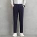 Men's Clothing Men's Ice Silk Nine Point Small Suit Trousers Summer Thin Simple Straight Suit Trousers Advanced Drape Nine Point Casual Trousers_viptrois.com