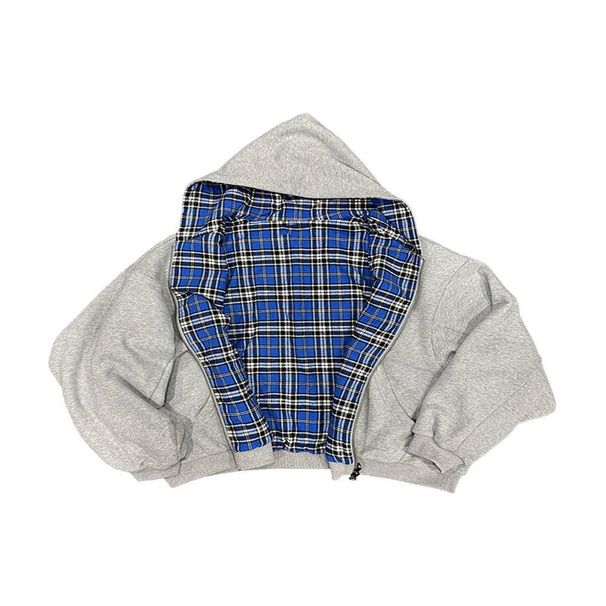 2025 Fashion American-Style Vintage Hoodies Outerwear Jacket Men's Splicing Double-Sided Wear Long Sleeve Casual Loose Zipper Hooded Sweatshirts_viptrois.com