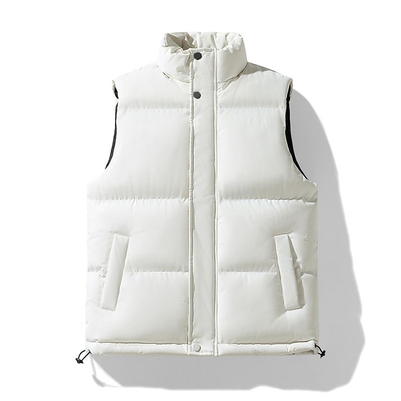 Men's Stand Collar Cotton Vest – Plus Size Winter Waistcoat For Layering (Black/White/Blue, Sizes M-5XL)_viptrois.com