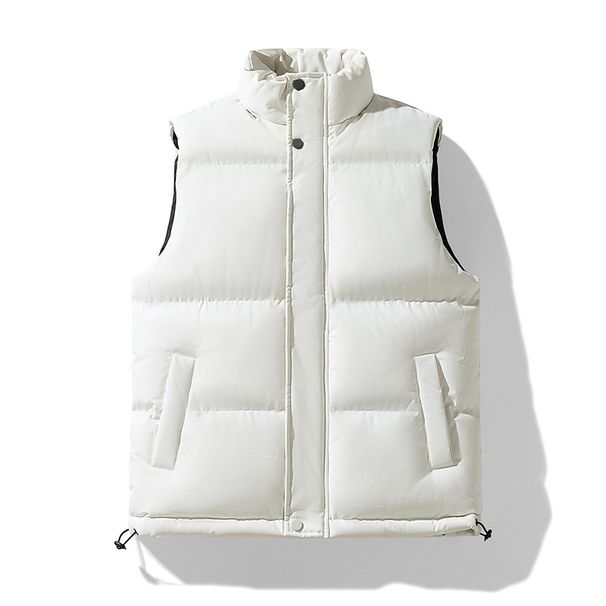 Men's Stand Collar Cotton Vest – Plus Size Winter Waistcoat For Layering (Black/White/Blue, Sizes M-5XL)_viptrois.com